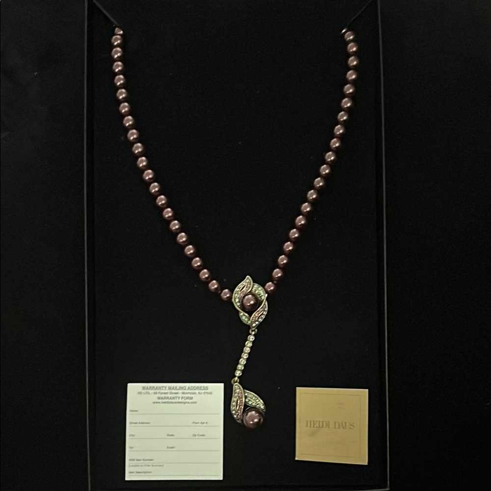 Heidi Daus Brown Pearls Necklace with Swarovski Crystals Pendant